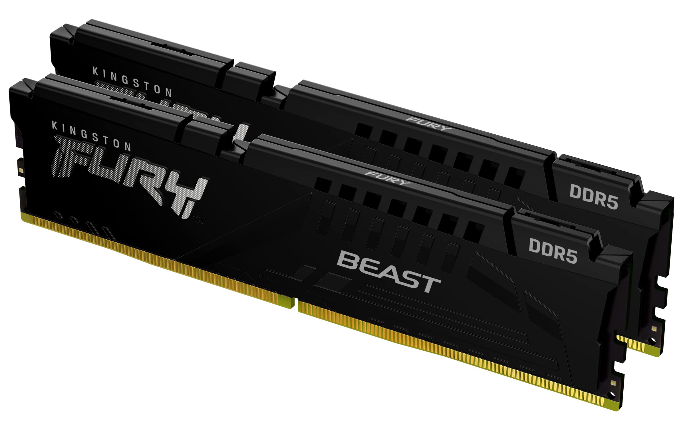 کیت حافظه بازی رومیزی Kingston FURY Beast DDR5 64GB 2 x 32GB 5600MT/s DDR5 CL40 DIMM از 2 KF556C40BBK2 64، کیت مشکی 64 گیگابایتی 2 5600MT/s (Intel XMP) Intel XMP