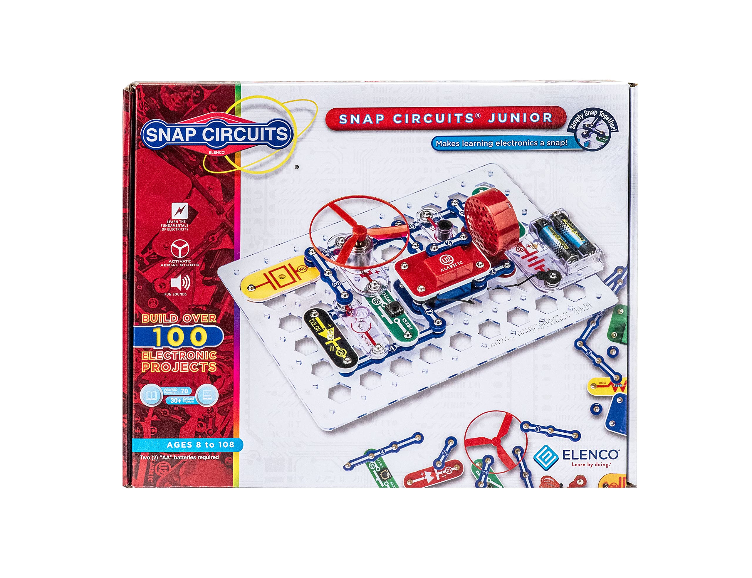 Snap Circuits Jr. SC 100 Electronics Exploration Kit Over 100 Projects Full Color Project Manual 28 Snap Circuits Parts STEM Educational Toy for Kids 8